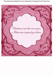 Cerise Holly Rosette 'good Cheer' 8in Insert Panel Sheet