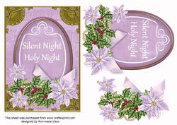Pastel Lilac Poinsettia Silent Night Oval 7x5in Topper