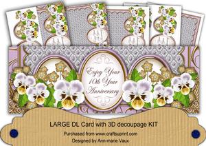 Lilac Pansies 10th Anniversary Large Dl Decoupage Card Kit
