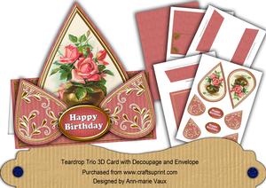 Rose Vase Happy Birthday Teardrop Trio Kit