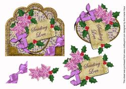 Lilac Poinsettia Sending Love Scallop Decoupage Topper