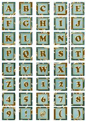 Dusky Teal Large Gold Swirl Alphabet Embellishment Sheet