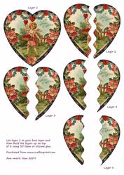Cherub Picking Strawberry Hearts Wavy Heart Side Stacker