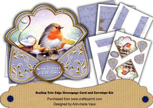 Blue Robin Love at Christmas Scallop Trio Kit