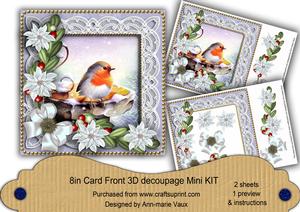 Blue Robin Poinsettia 8in Card Front Mini Kit