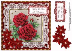 Red Roses Mum & Dad at Christmas 8in Sentiment Topper