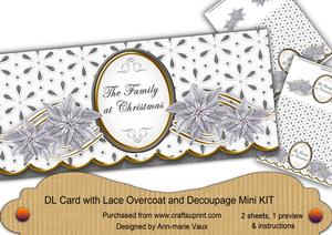 Silver Poin Family Christmas Lace Wrap Decoupage Mini Kit