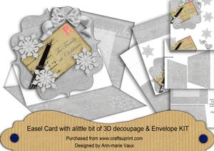 Silver Flake Family at Christmas Easel Card & Envelope Kit