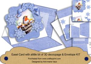 Blue Robin Flake Easel Bracket Card & Envelope Kit