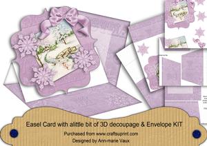 Lilac Snowscene Flake Easel Bracket Card & Envelope Kit