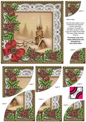 Snow Steeple Poinsettia 6in Duo Corner Stacker