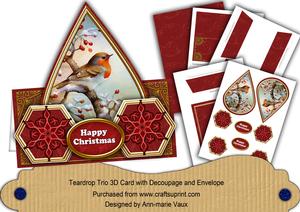 Red Robin Snowflake Happy Christmas Teardrop Trio Kit
