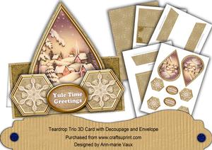Snowy Village Flake Yule Time Greetings Teardrop Trio Kit