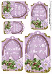 Lilac Poinsettia Jingle Bells Sentiment Tag Sheet