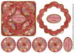 Red Oriental Flower 40th Birthday 3D Rosette Topper