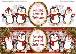 Red Penguins Love at Christmas Large Dl Decoupage Topper