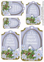 Pastel Blue Poinsettia Magical Christmas Tag Sheet