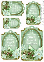 Pastel Mint Poinsettia Magical Christmas Tag Sheet