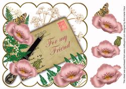 Pink Poppy for My Friend Ink Saver 8in Scallop Topper