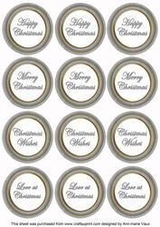 Silver Paint Christmas Mix1 Sentiment Round Toppers