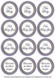 Blue Paint New Baby Mix1 Sentiment Round Toppers