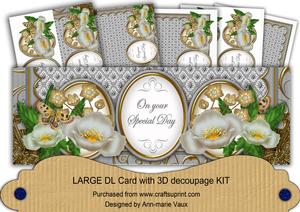Silver Poppy Special Day Large Dl Decoupage Card Kit