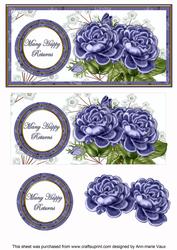 Dblue Roses Many Happy Returns Dl Decoupage Topper