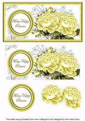 Lemon Roses Many Happy Returns Dl Decoupage Topper