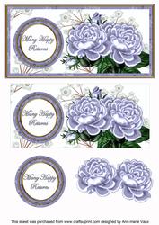 Pale Blue Roses Many Happy Returns Dl Decoupage Topper