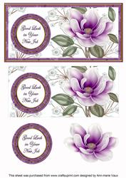 Purple Magnolia Good Luck New Job Floral Dl Decoupage Topper