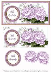 Lilac Roses with Sympathy Dl Decoupage Topper