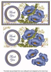 Blue Poppy Thank You Dl Decoupage Topper