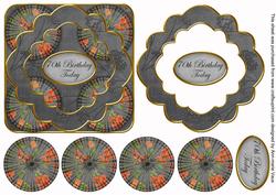 Black Sweet Peas 70th Birthday 3D Rosette Topper