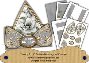 Silver Magnolia Happy Birthday Teardrop Trio Kit