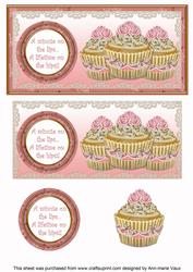 Pink Cupcake Minute on the Lips Dl Decoupage Topper