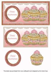 Pink Vintage Cupcake Happy Anniversary Dl Topper