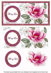 Cerise Magnolia All My Love Dl Decoupage Topper