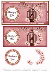 Pink Birdcage Thinking of You Dl Decoupage Topper