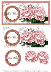 Pink Roses Best Wishes Dl Decoupage Topper