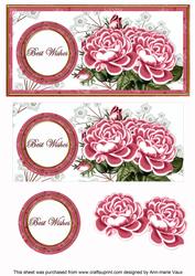 Cerise Roses Best Wishes Dl Decoupage Topper