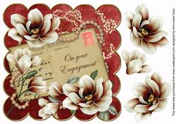 Choco Red Magnolia Your Enagagement 8in Decoupage Topper