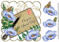 Pale Blue Poppy Special Day Ink Saver 8in Scallop Topper