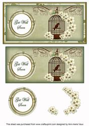 Olive Birdcage Get Well Soon Dl Decoupage Topper