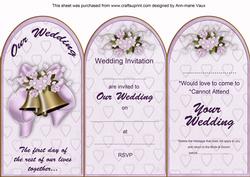 Lilac Wedding Bells Wedding Invitation & Rsvp Tri-fold Card