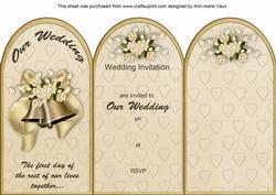 Cream Wedding Bells2 Wedding Invitation Tri-fold Card