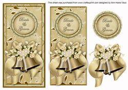 Cream Wedding Bells Bride & Groom Dl Topdown Topper
