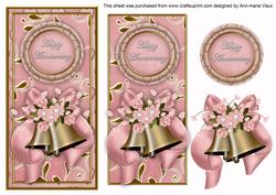 Pink Wedding Bells Happy Anniversary Dl Topdown Topper