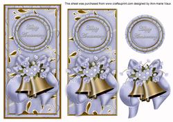 Blue Wedding Bells Happy Anniversary Dl Topdown Topper