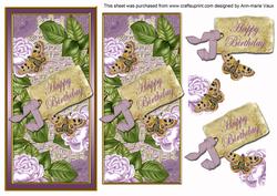 Lilac Roses Happy Birthday Dl Topdown Topper