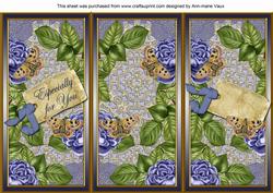 Blue Roses Especially for You Quick Tri-fold Card